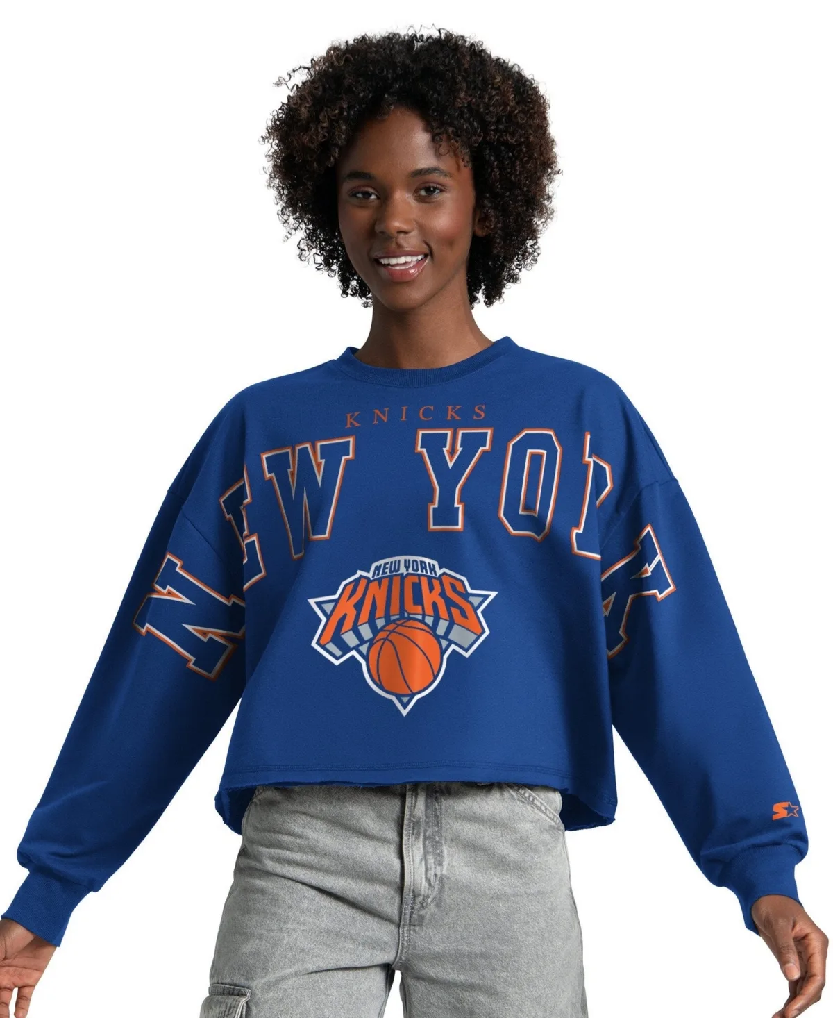 New York Knicks Bleachers Oversized Cropped Sweatshirt by Starter