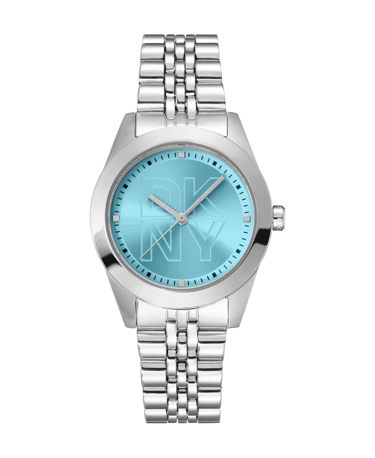 Quartz Blue Dial Water-Resistant Silver Stainless Steel Bracelet Watch, 32mm by DKNY