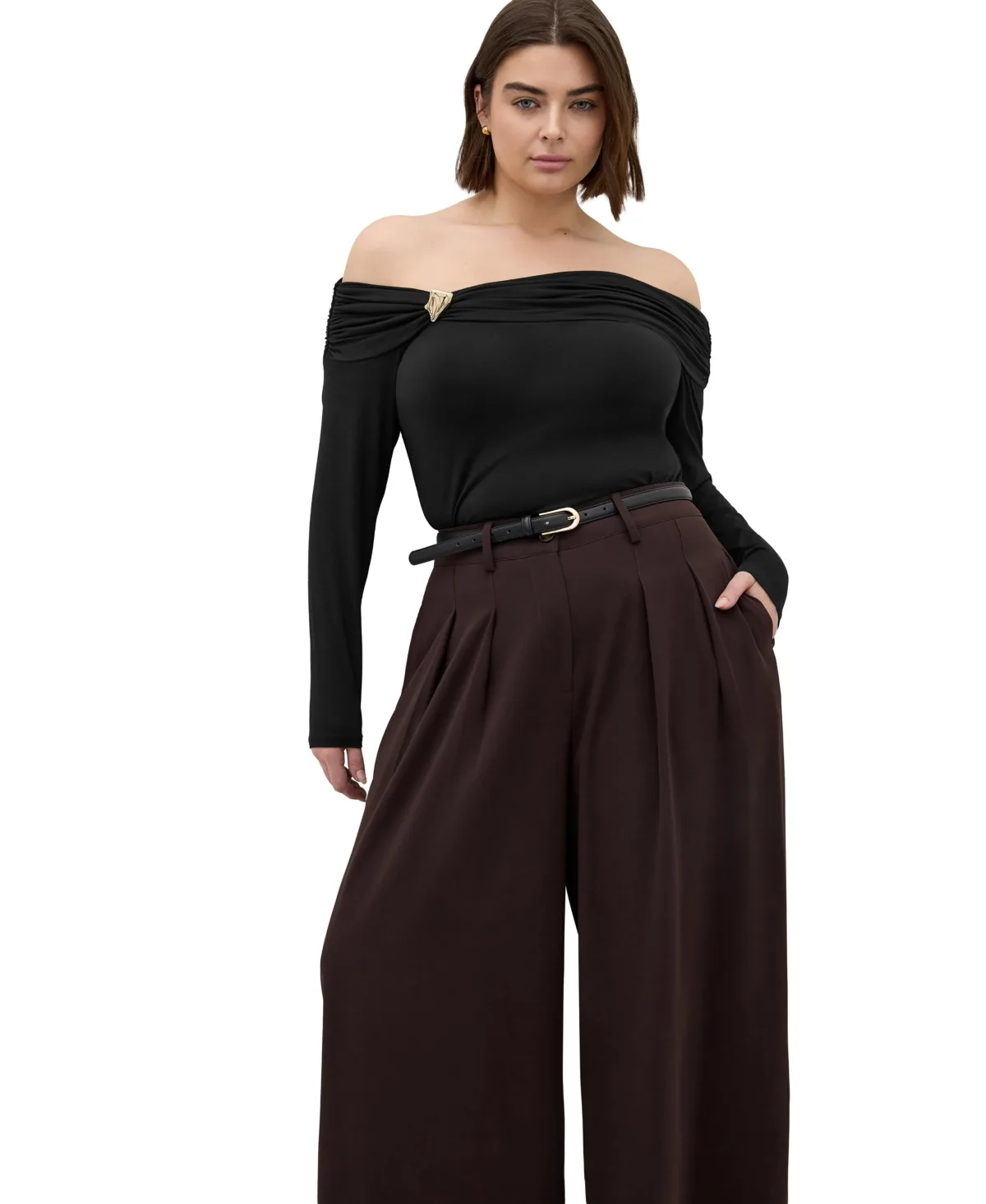 Buckle Detail Top by City Chic