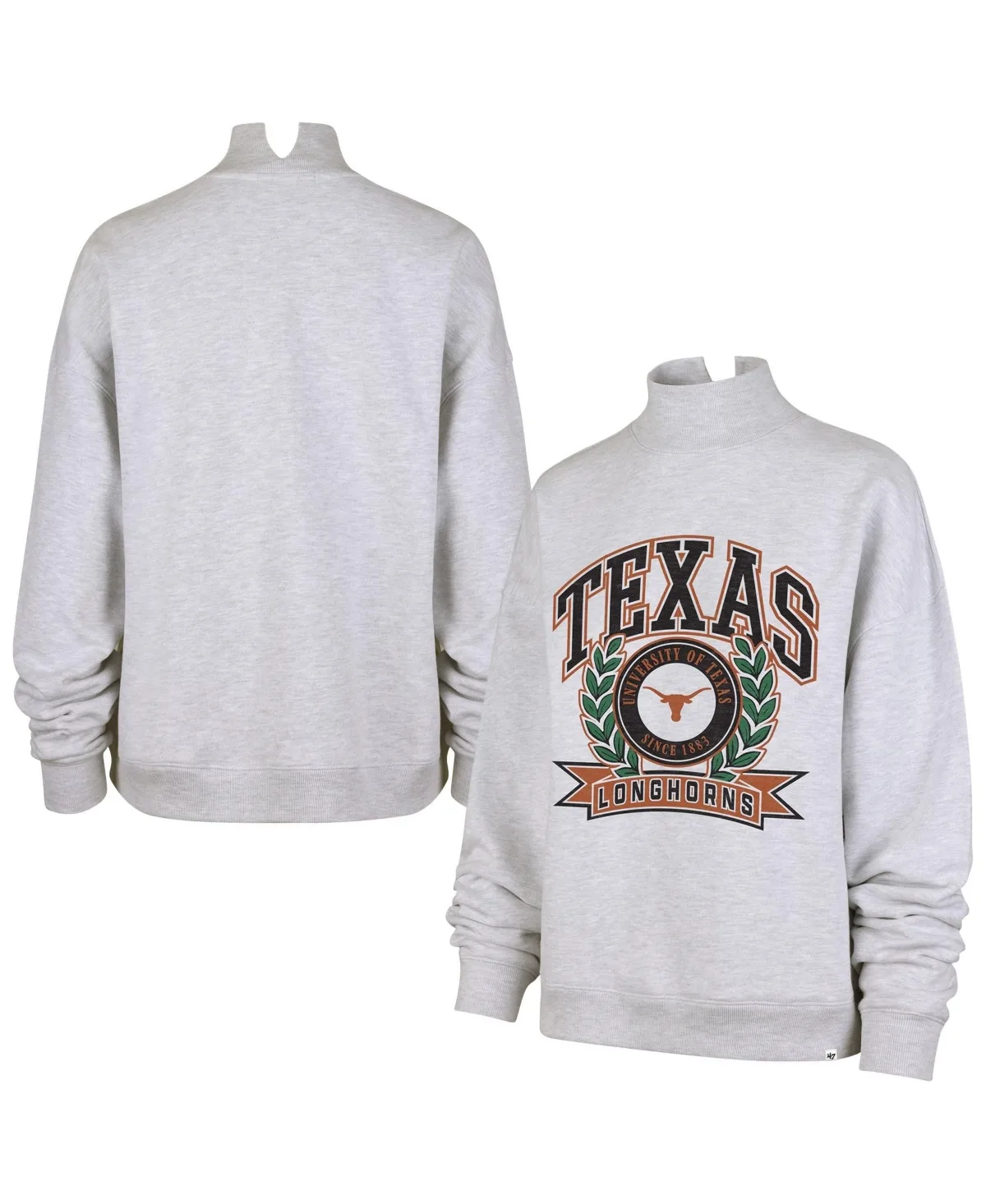 Texas Longhorns Laurel Arch Mock Neck Dropped-Shoulder Relaxed-Fit Sweatshirt
