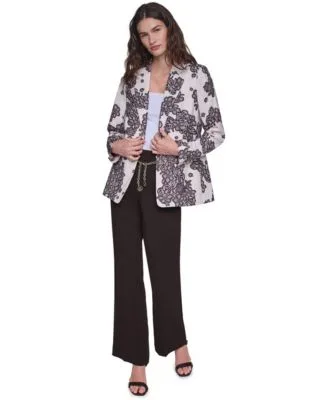Floral Print Lace Wide Leg Blazer Pants 2 Piece Set by Karl Lagerfeld