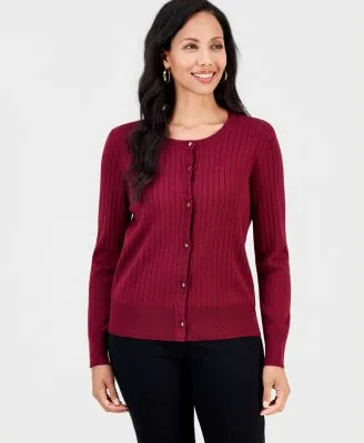 Ribbed Button Down Cardigan Sweater by JM Collection