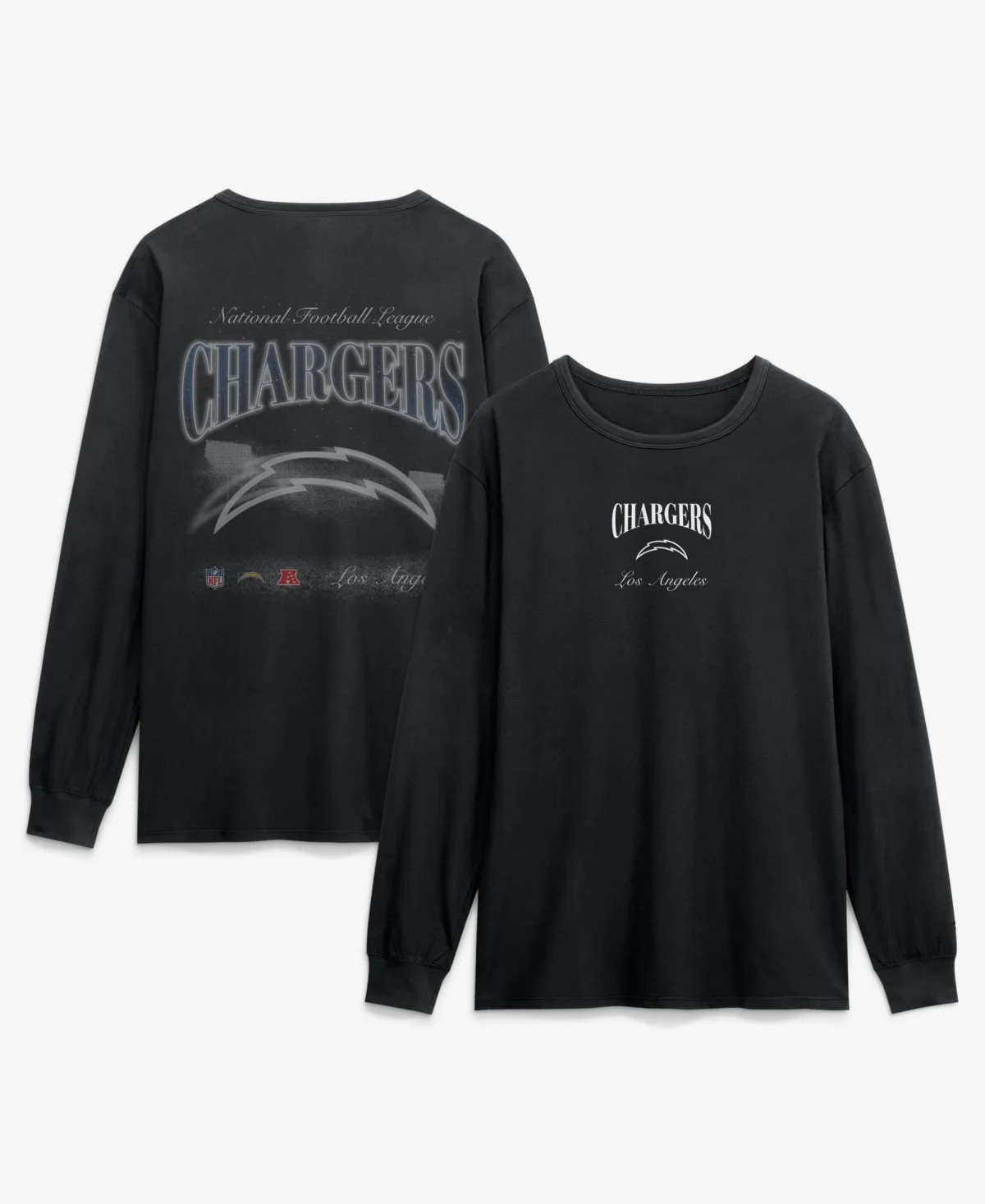 Los Angeles Chargers Midnight Falls Long-Sleeve Crewneck T-Shirt by Fanatics