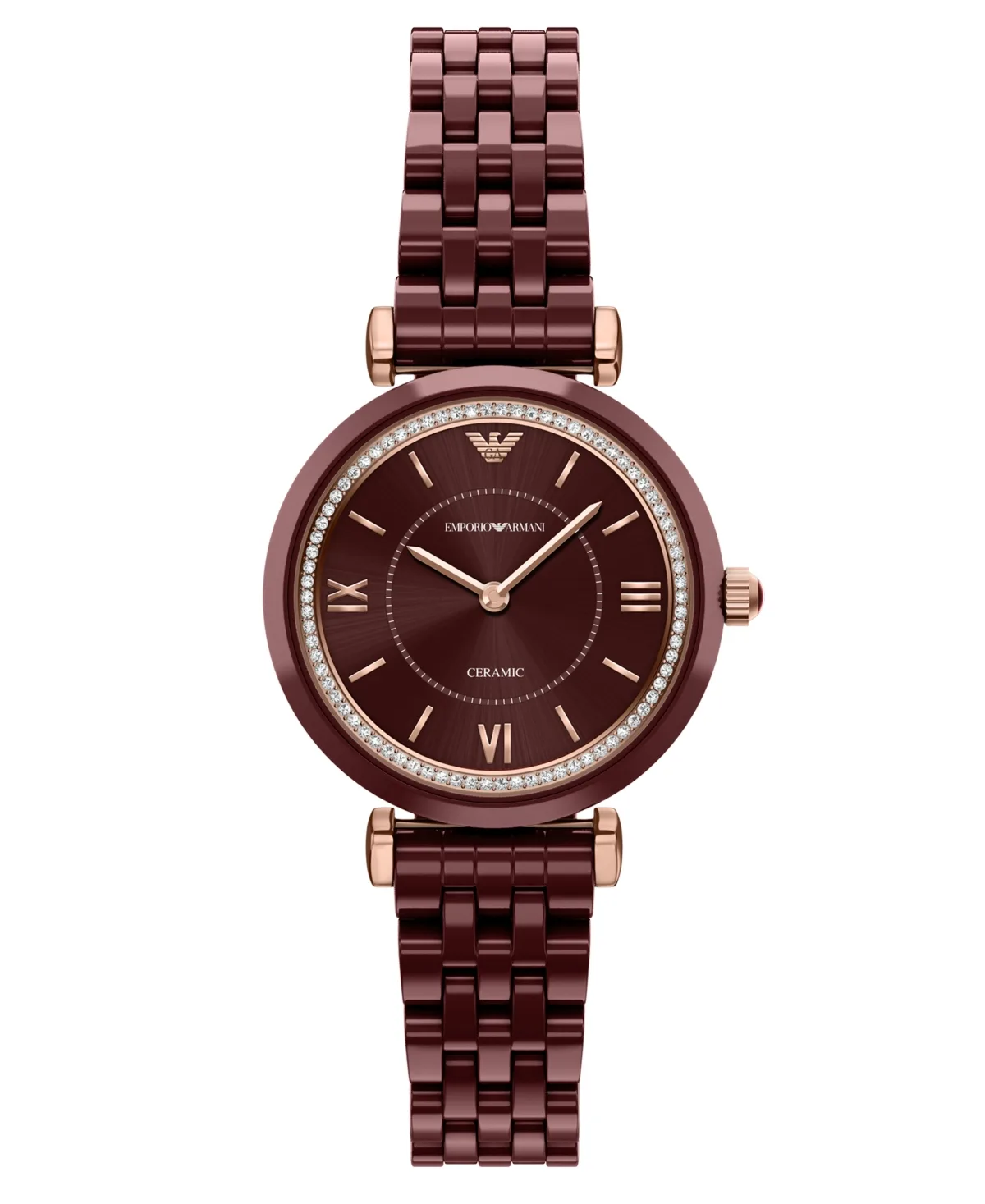 Emporio Armani Two-Hand Quartz Burgundy Ceramic Watch 32mm by Armani