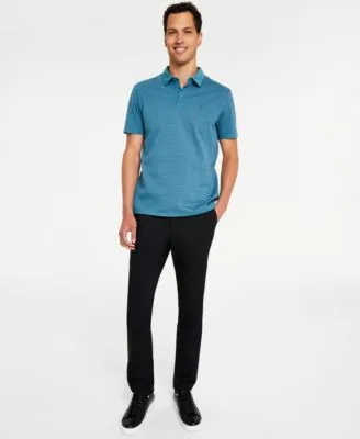 Slim Fit Modern Stretch Chino Pants Smooth Cotton Feeder Stripe Polo Shirt Outfit by Calvin Klein