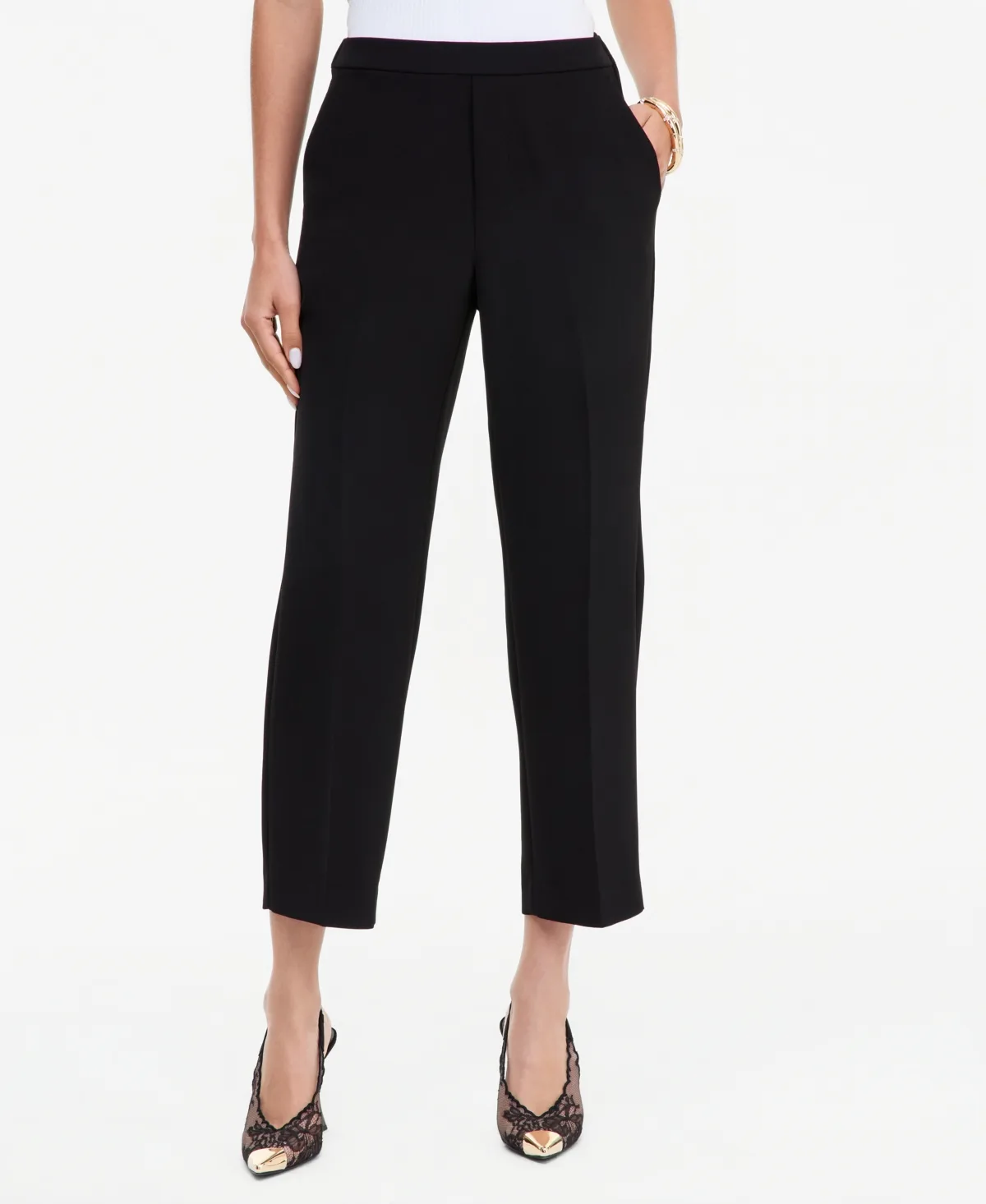 Pull-On Cropped Elastic-Waist Pants by INC International Concepts