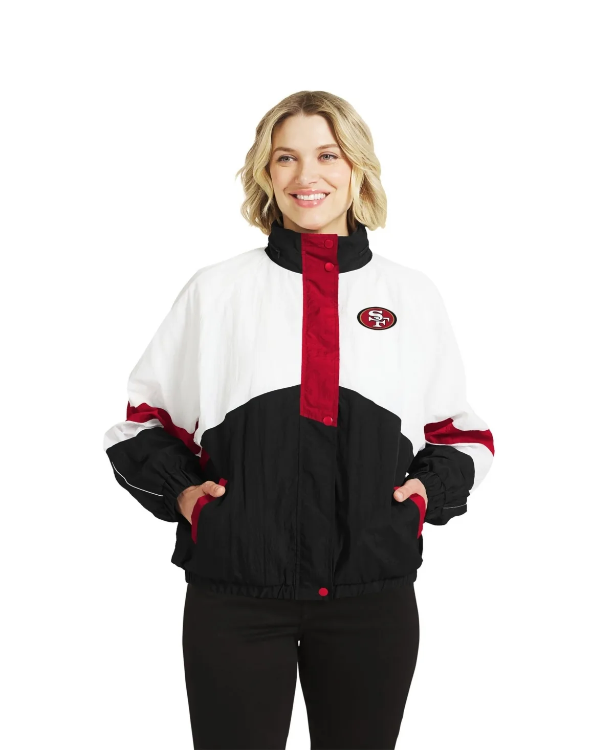 San Francisco 49ers Hooded Crinkle Windbreaker Jacket by Wear by Erin Andrews