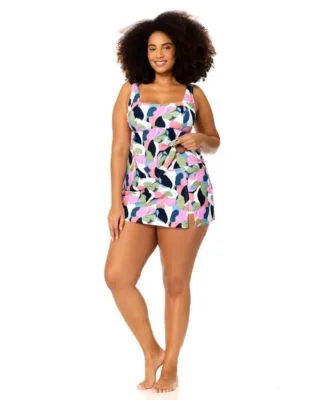 Straya Square Neck Tankini Top Skirt by Raisins Curve