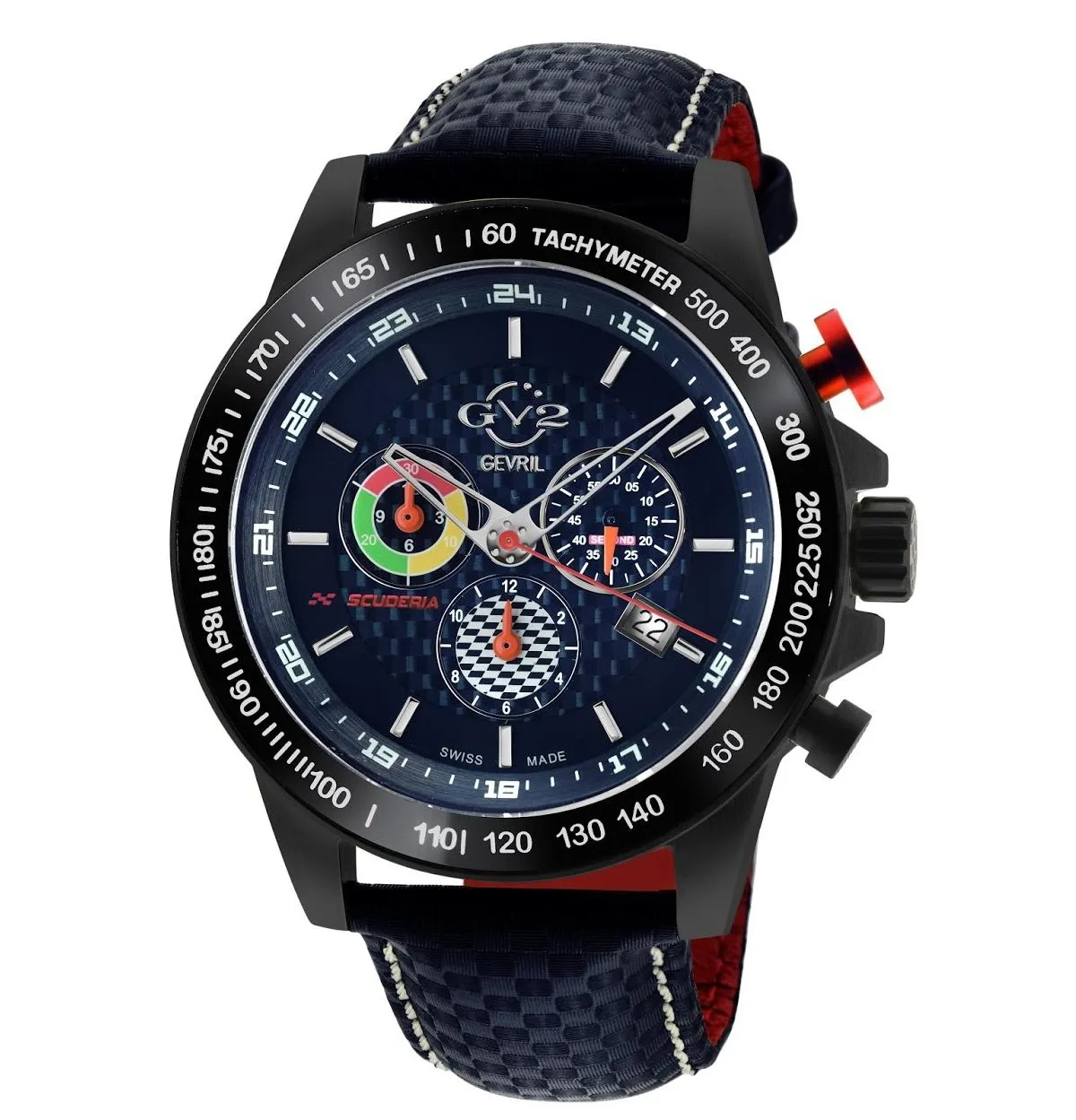 Scuderia Swiss Quartz Italian Leather Strap Watch by Gv2 by Gevril