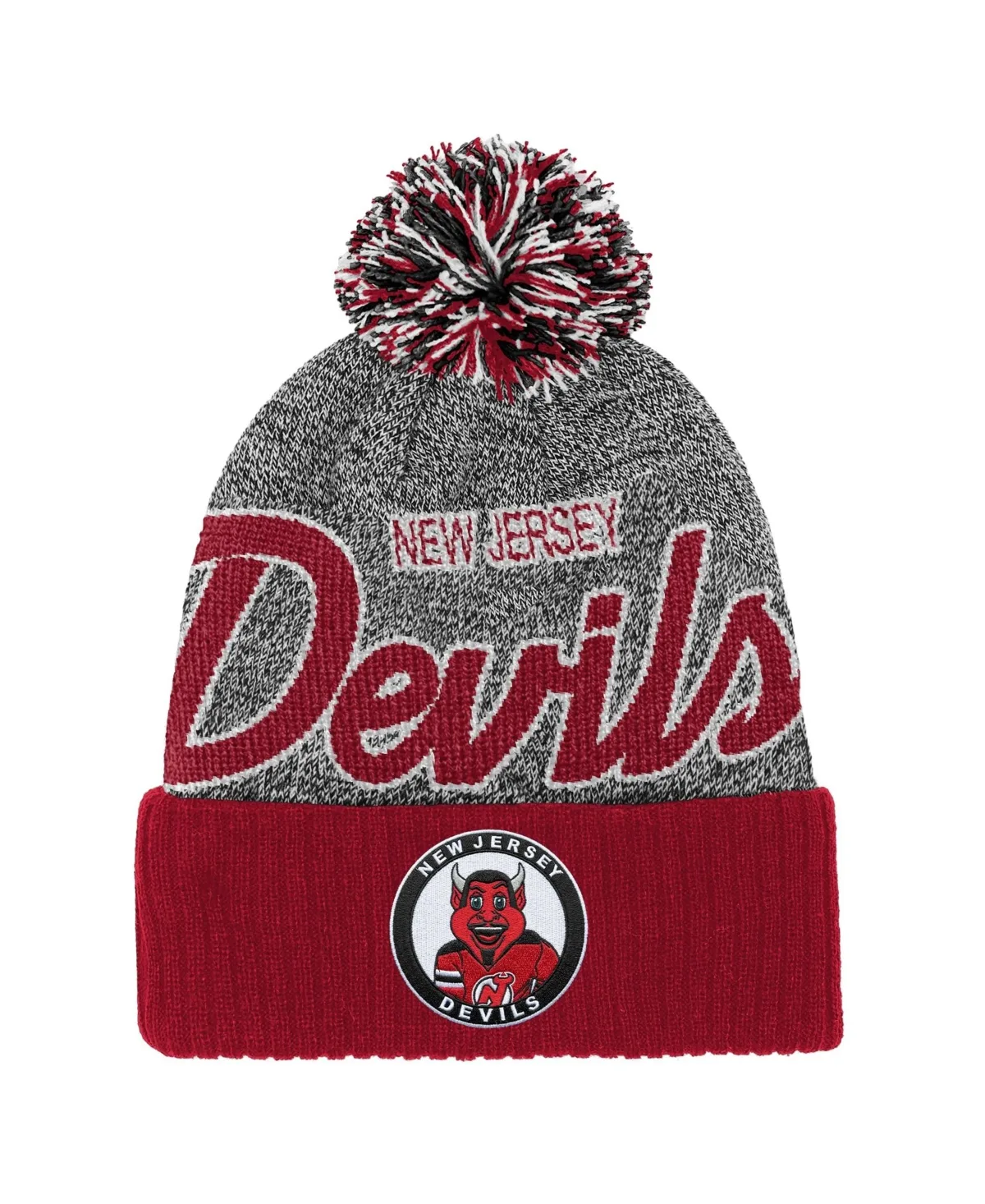 New Jersey Devils Cuffed-Knit Pom Beanie by Mitchell & Ness