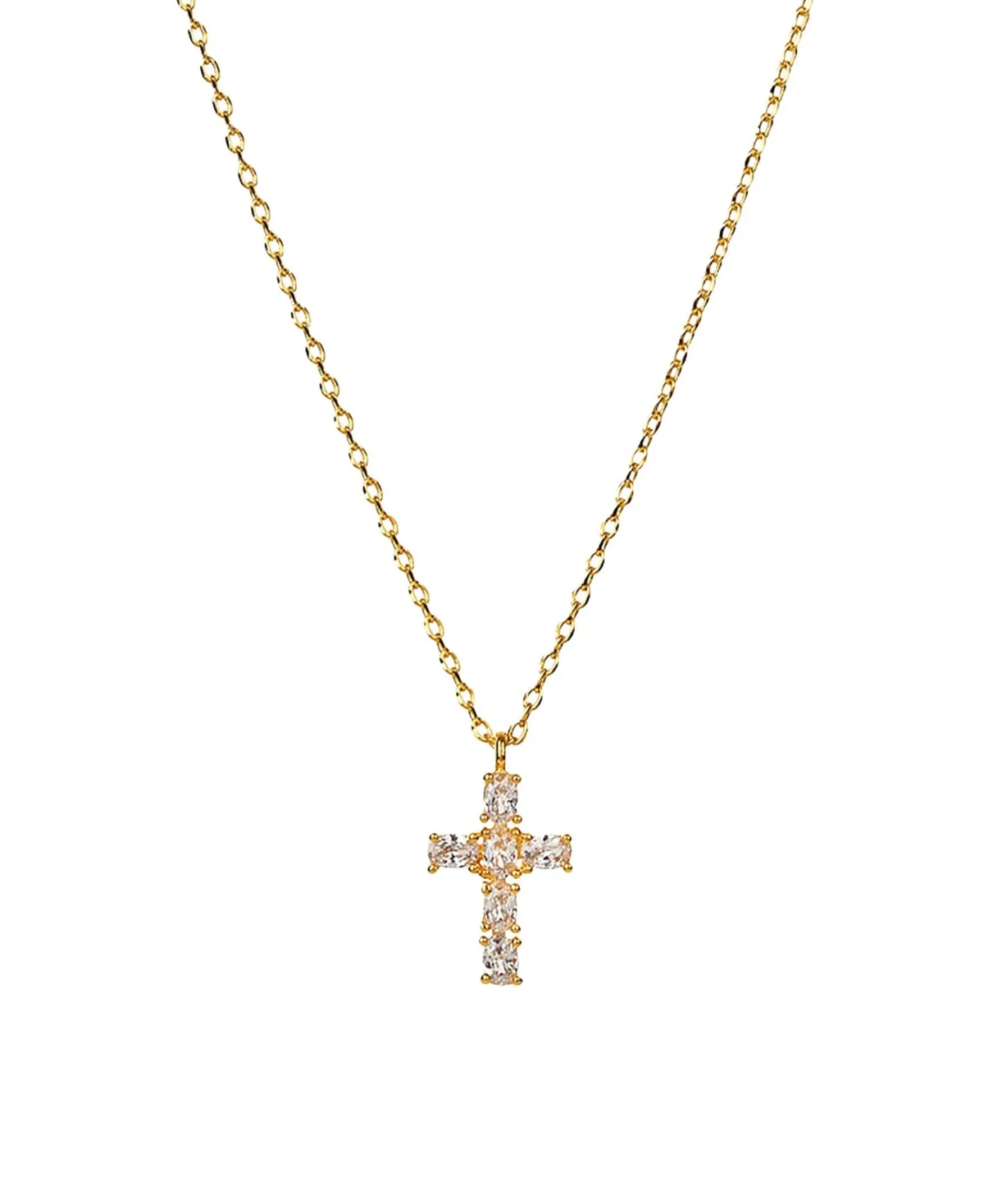 Josh & Chloe Evelina Crystal Cross Necklace 14k Gold Plated Everyday Style
