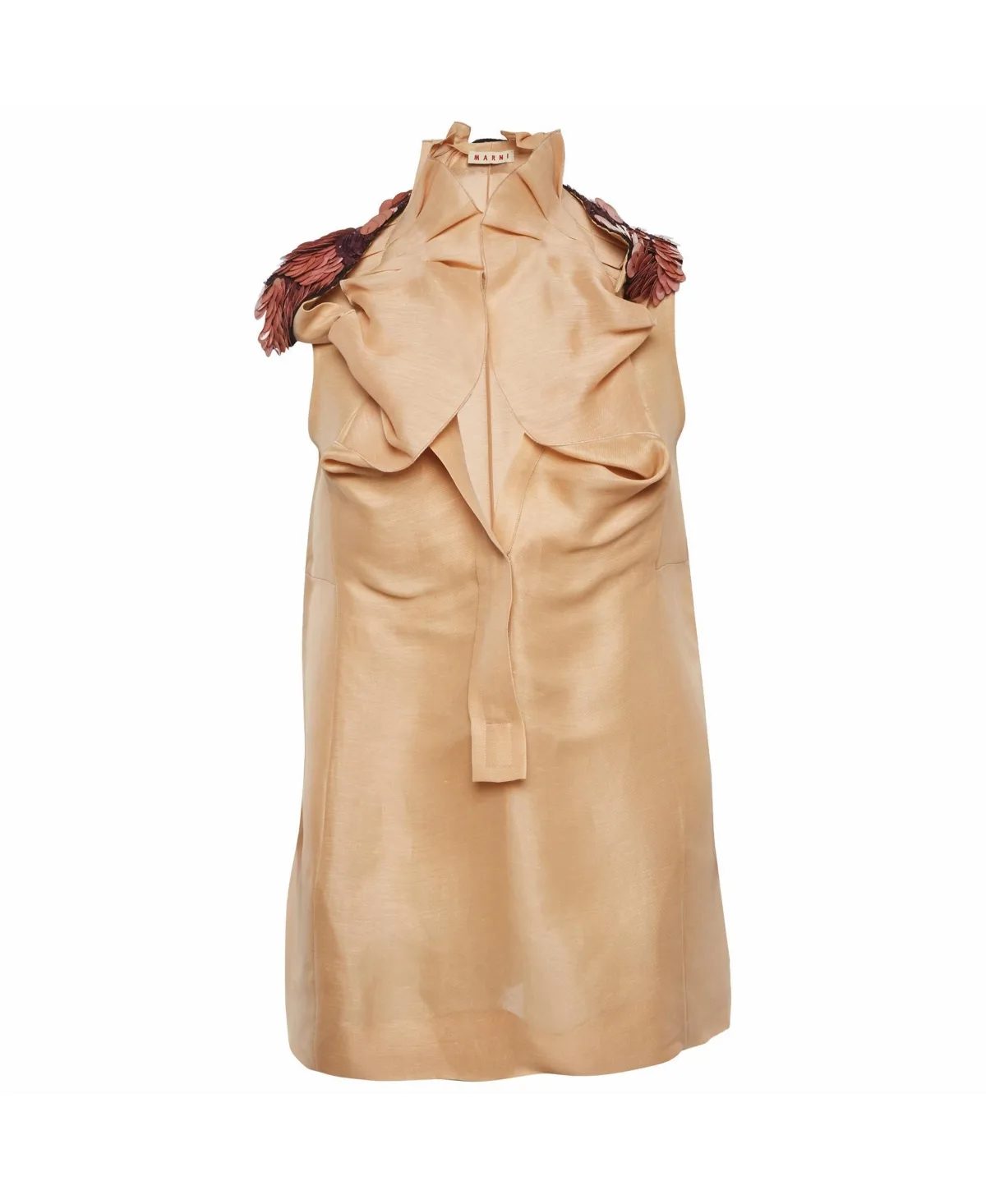 Pre-Owned Embellished Silk-Blend Ruffle Top by Marni