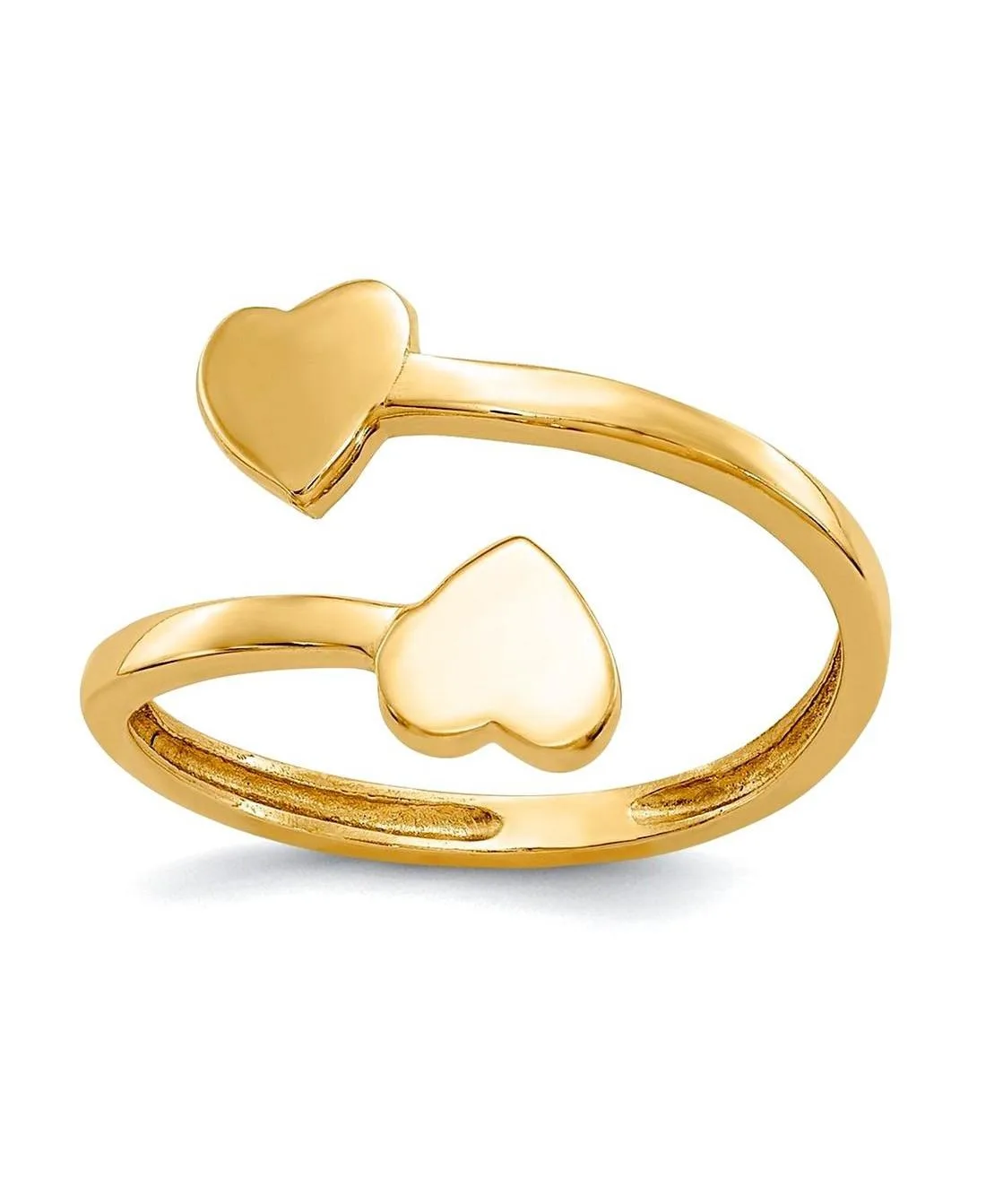 Double Heart Adjustable Toe Ring in 10k Yellow Gold by Curata