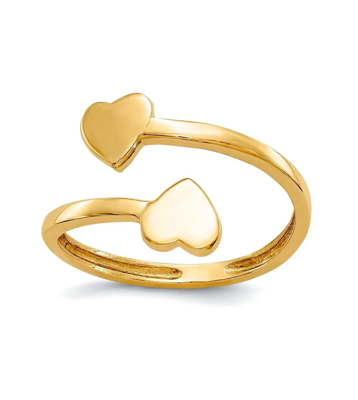 Double Heart Adjustable Toe Ring in 10k Yellow Gold by Curata