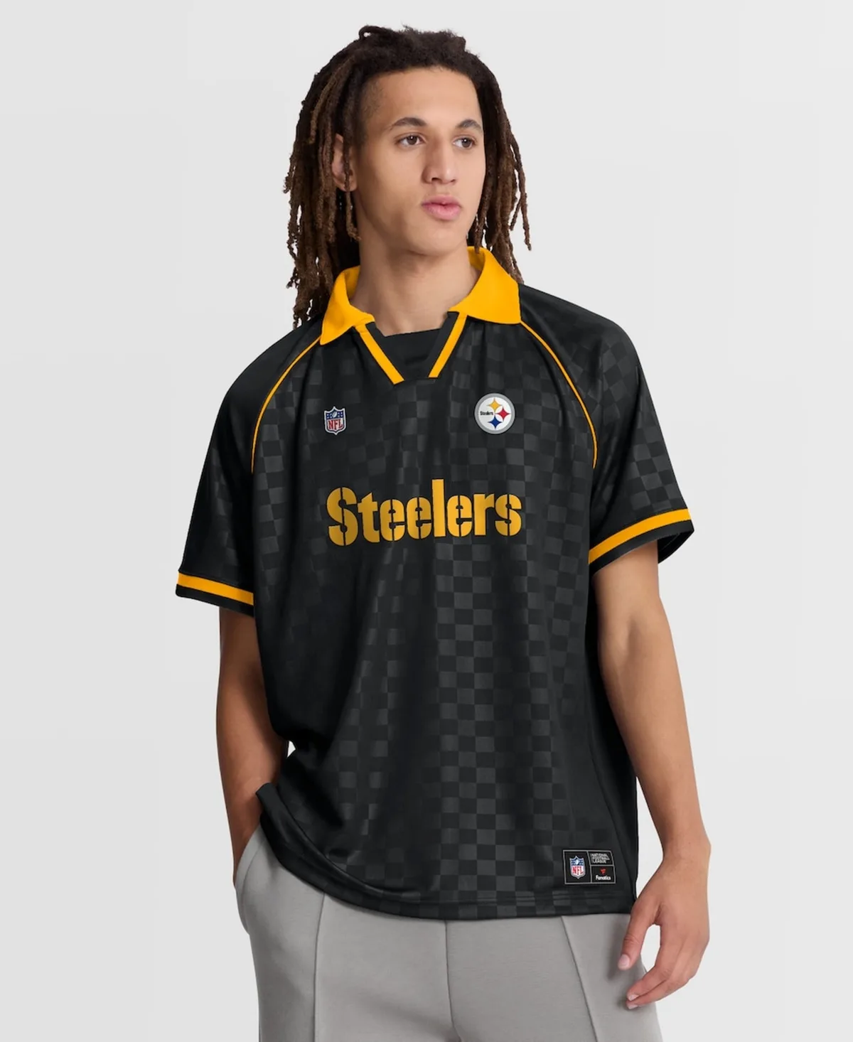 Pittsburgh Steelers Homerun Raglan V-Neck Polo Shirt by Fanatics