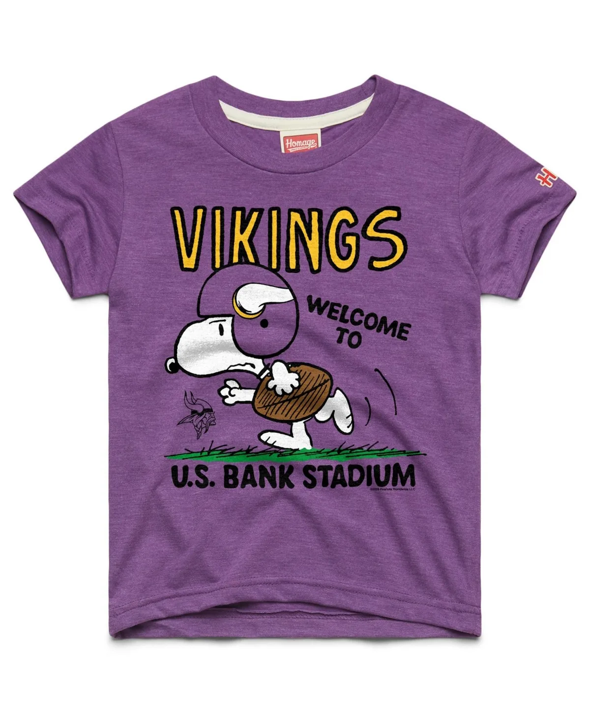 Minnesota Vikings Peanuts Tri-Blend Screen Print T-Shirt by Homage