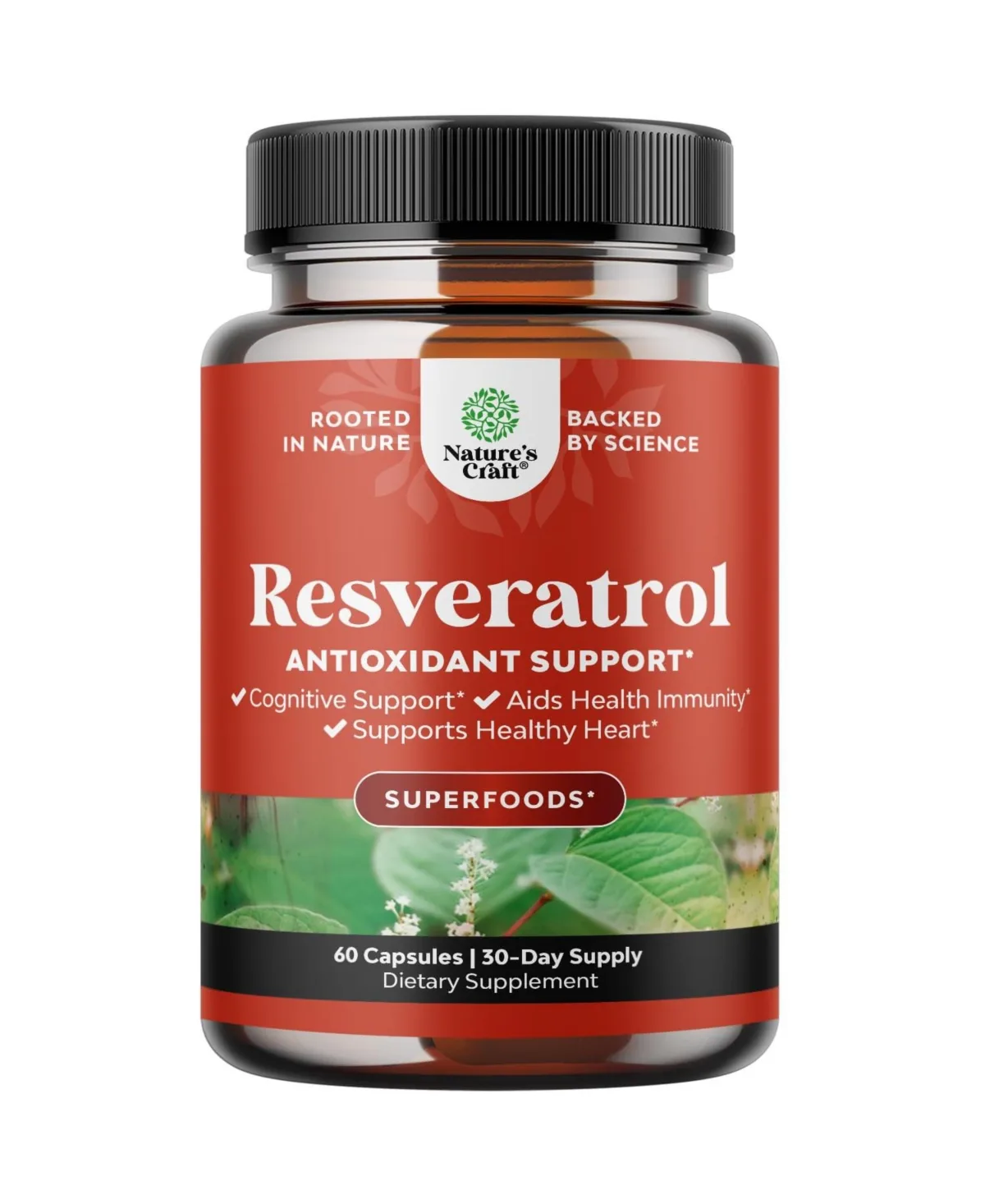 Resveratrol Capsules Ampk Activator 1200mg 60 Count by Natures Craft