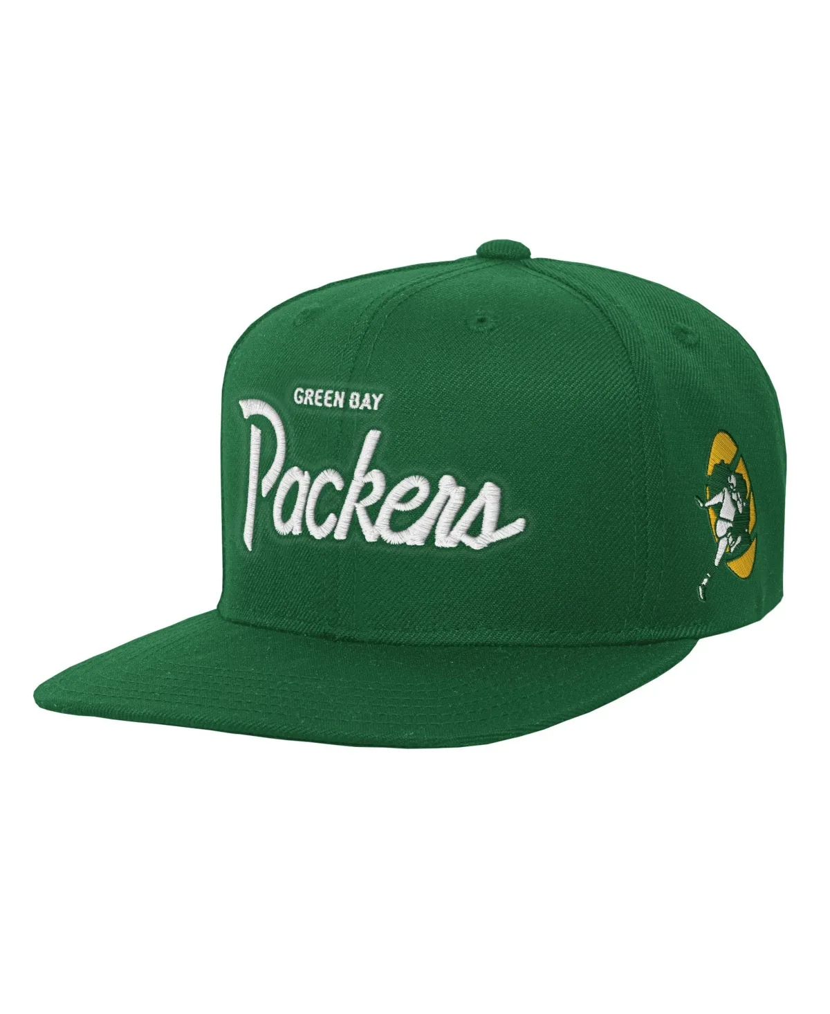 Bay Packers Head Coach Flat Brim Snapback Hat by Mitchell & Ness