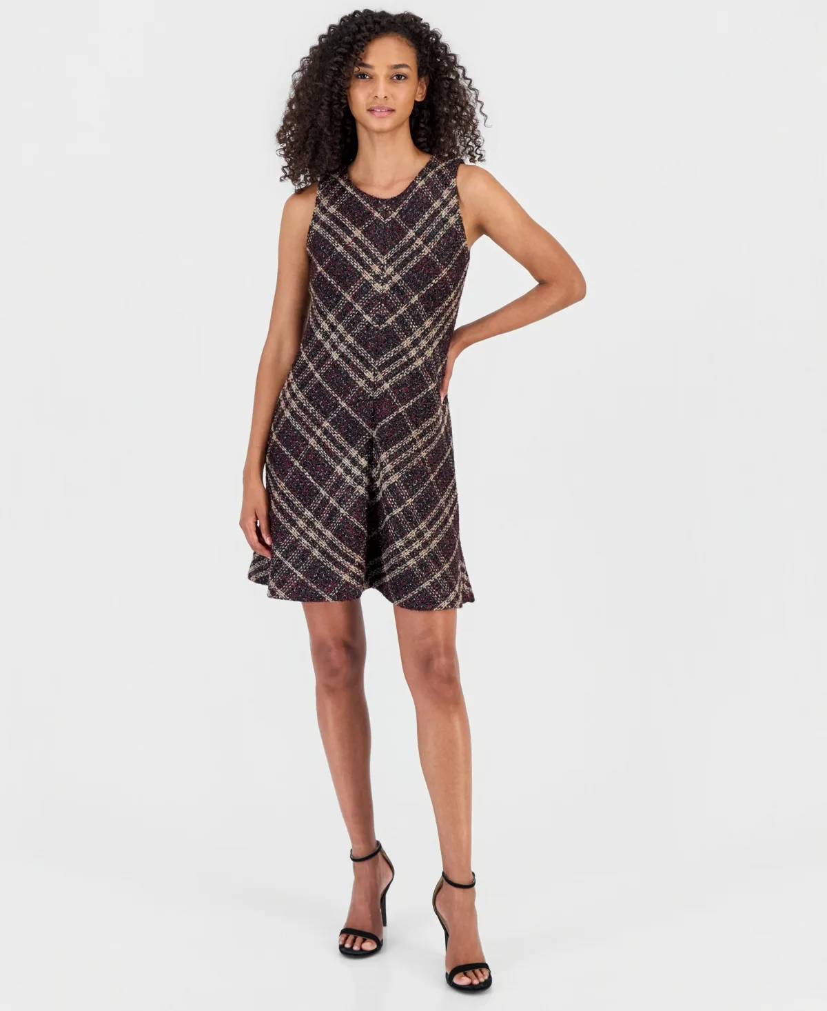 Plaid Tweed A-Line Dress by Anne Klein