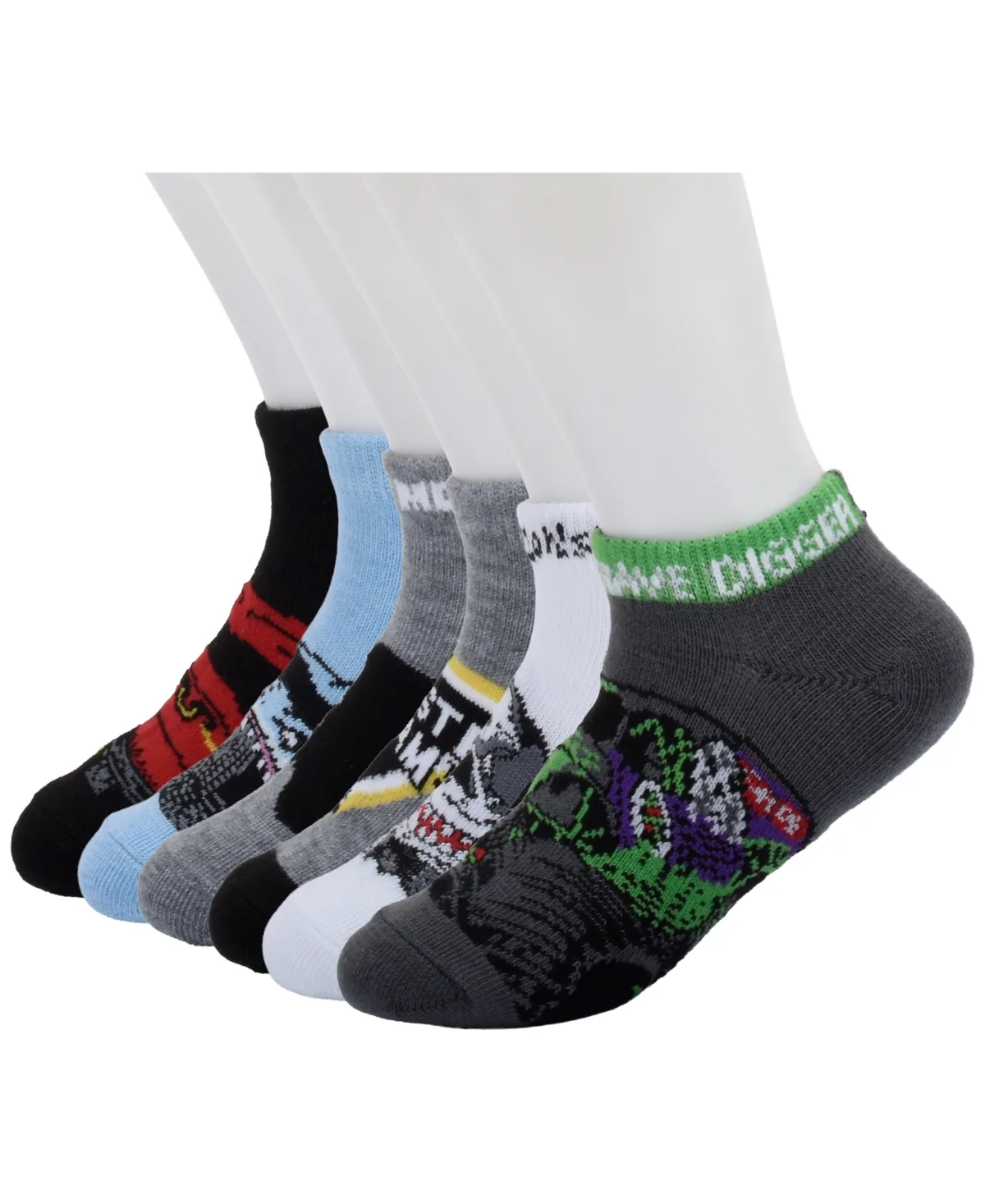 Monster Jam Crew Ribbed-Cuff Socks, 6-Pack by Planet Sox