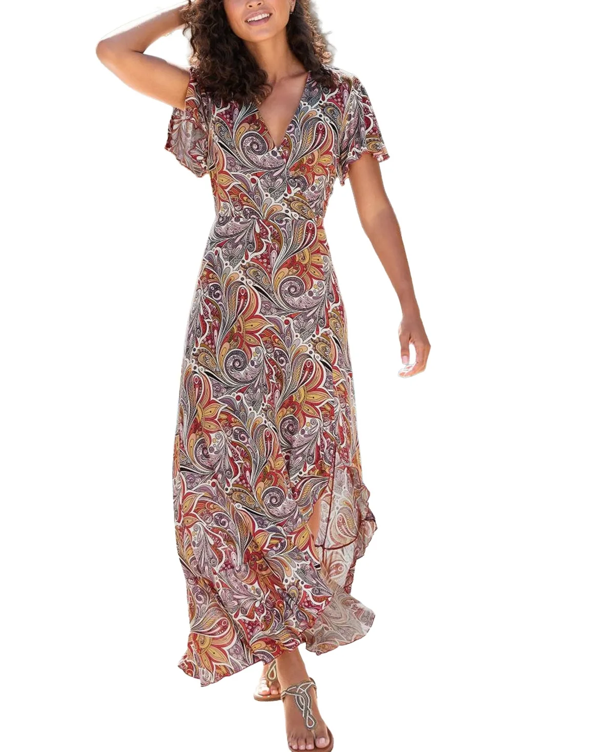 Printed Side Slit Maxi Dress
