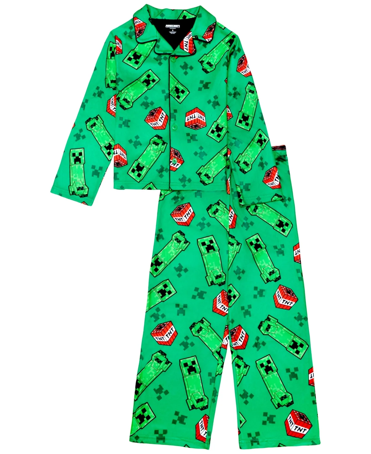 Minecraft Long-Sleeve Button-Front Pajama Set, 2-Piece by Ame