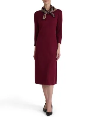 3/4 Sleeve Midi Dress with Combo Scarf by Jones New York