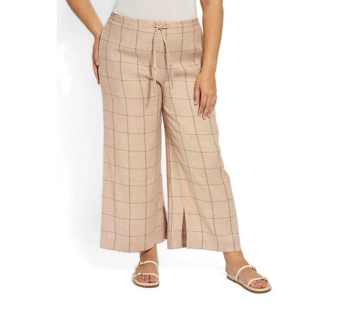 Nixie Drawstring Wide-Leg Linen-Blend Pants by Lysse