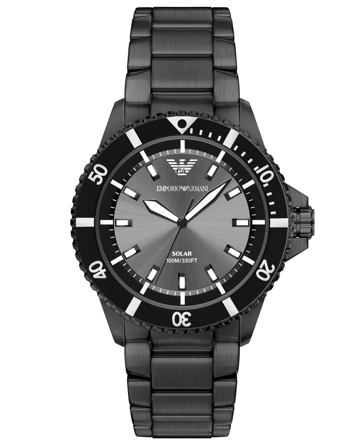 Emporio Armani Solar Three-Hand World Explorer Stainless Steel Watch 42mm by Armani