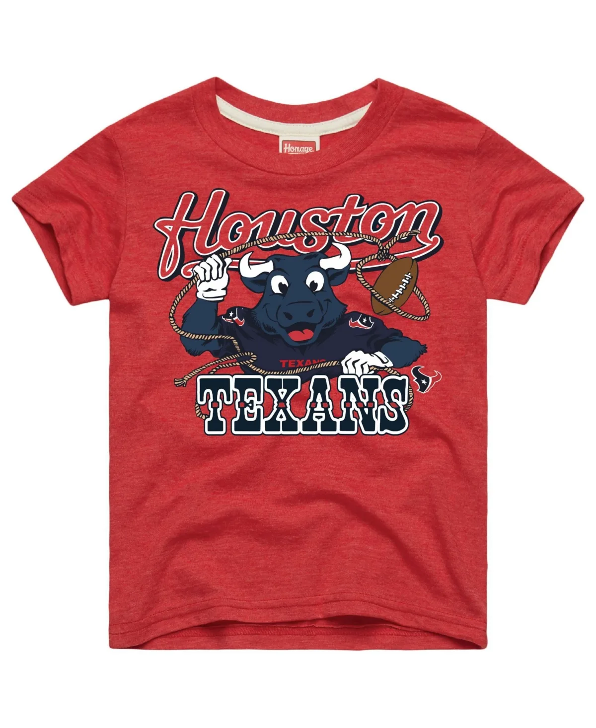 Houston Texans Toro Lasso Tri-Blend Screen-Print Graphic T-Shirt by Homage