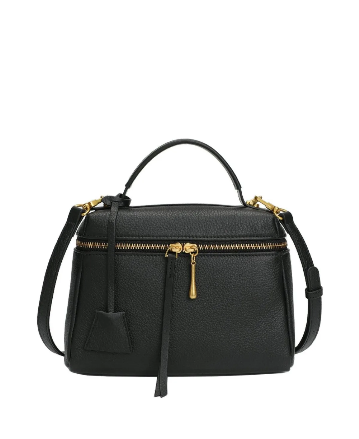 Arden Genuine Leather Top Handle Satchel, Small Crossbody Bag, Structured Shoulder Purse with Adjustable Strap and Zip Closure