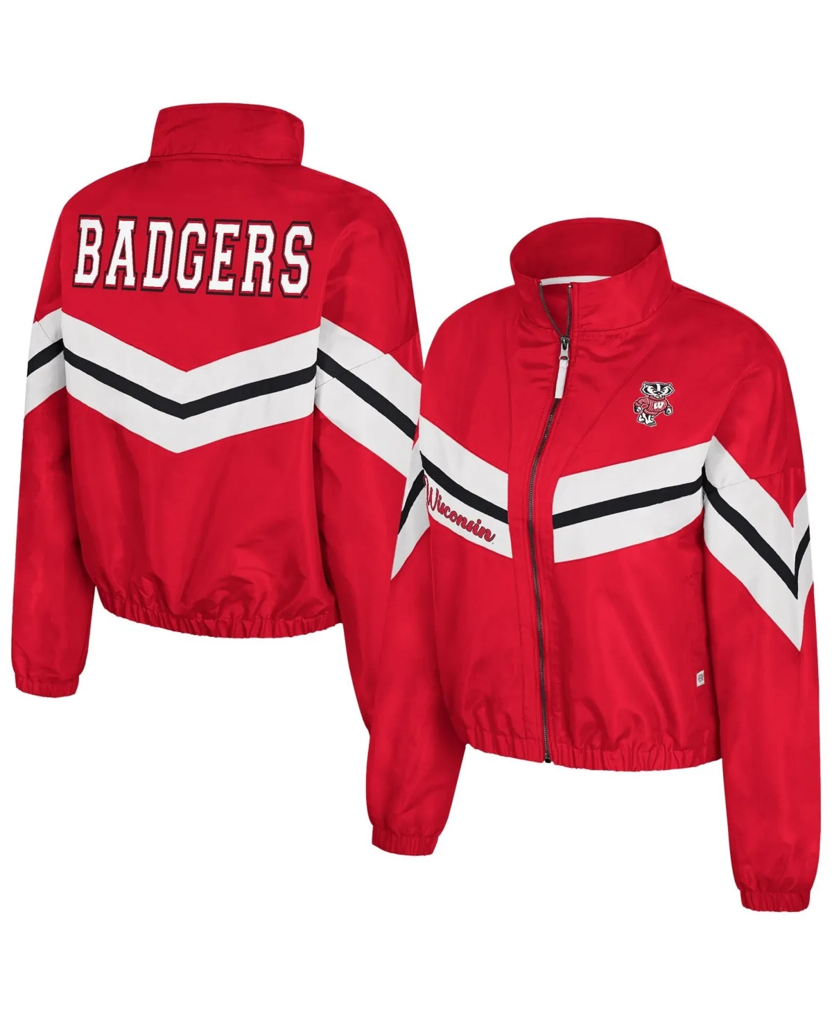 Wisconsin Badgers Thin Ice Mock Neck Full-Zip Lightweight Windbreaker by Colosseum