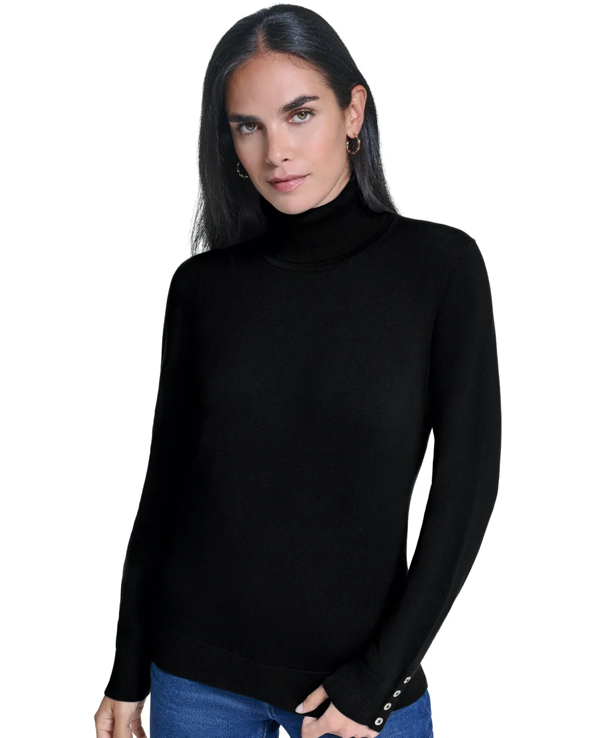 Solid Long-Sleeve Turtleneck Sweater