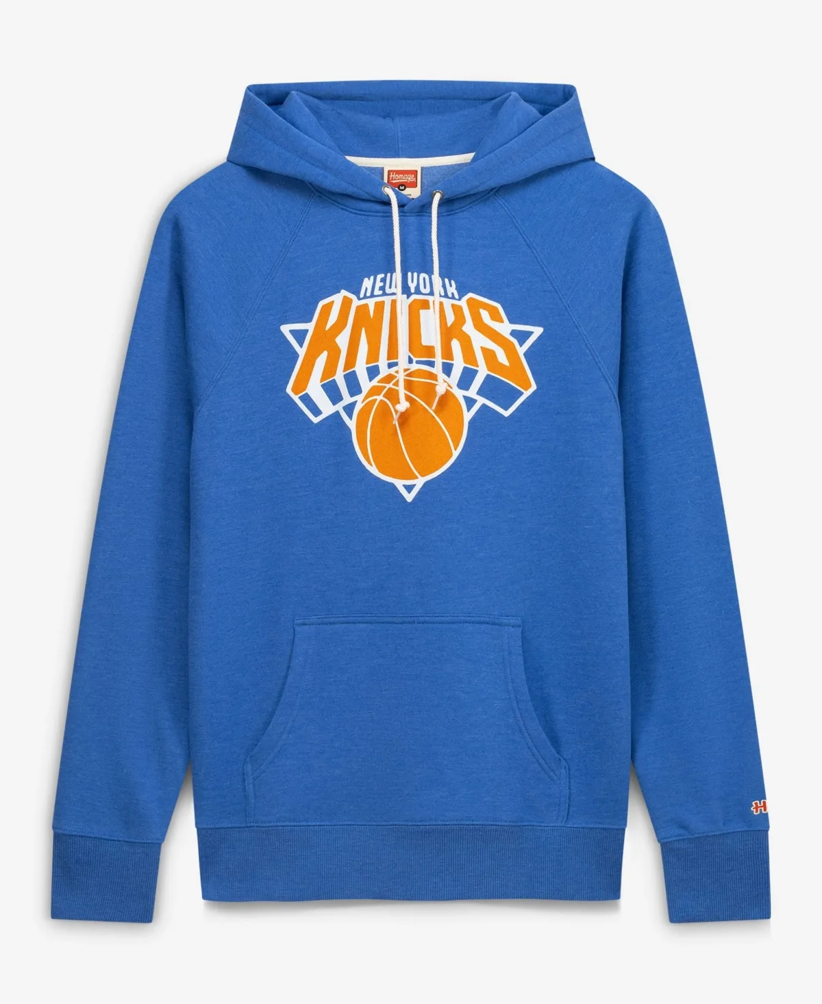 New York Knicks Logo Tri-Blend Raglan Hoodie by Homage