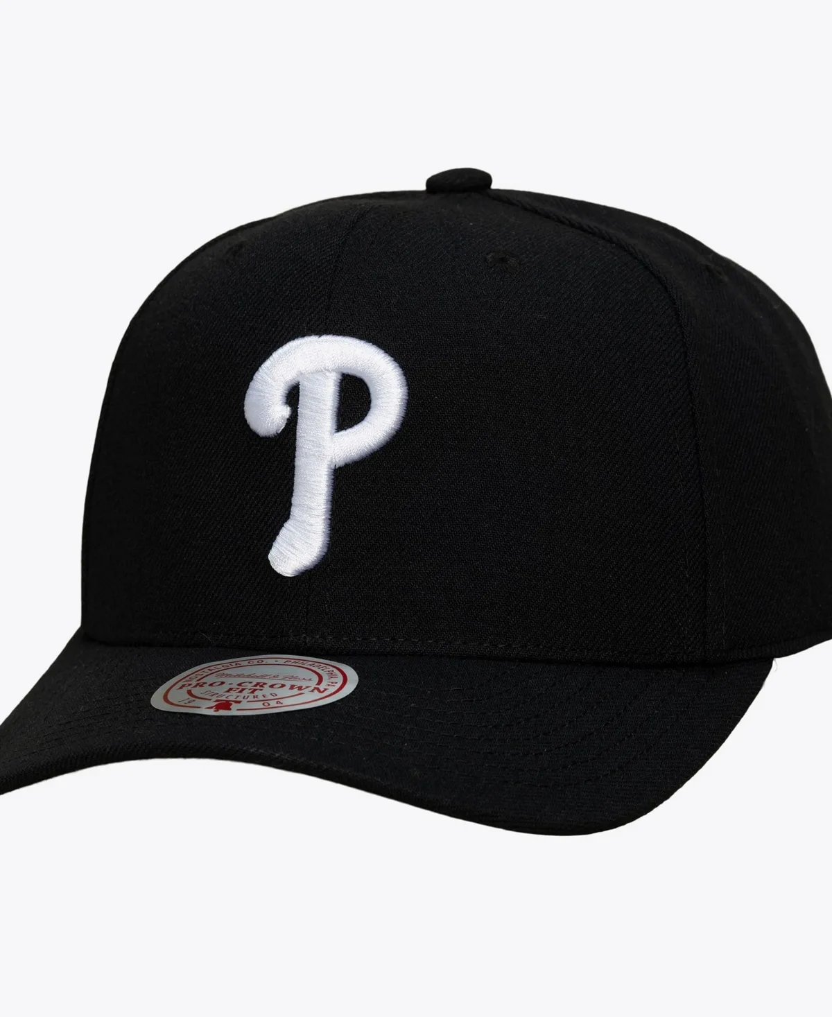 Philadelphia Phillies Black and White Pro Crown Snapback Hat by Mitchell & Ness