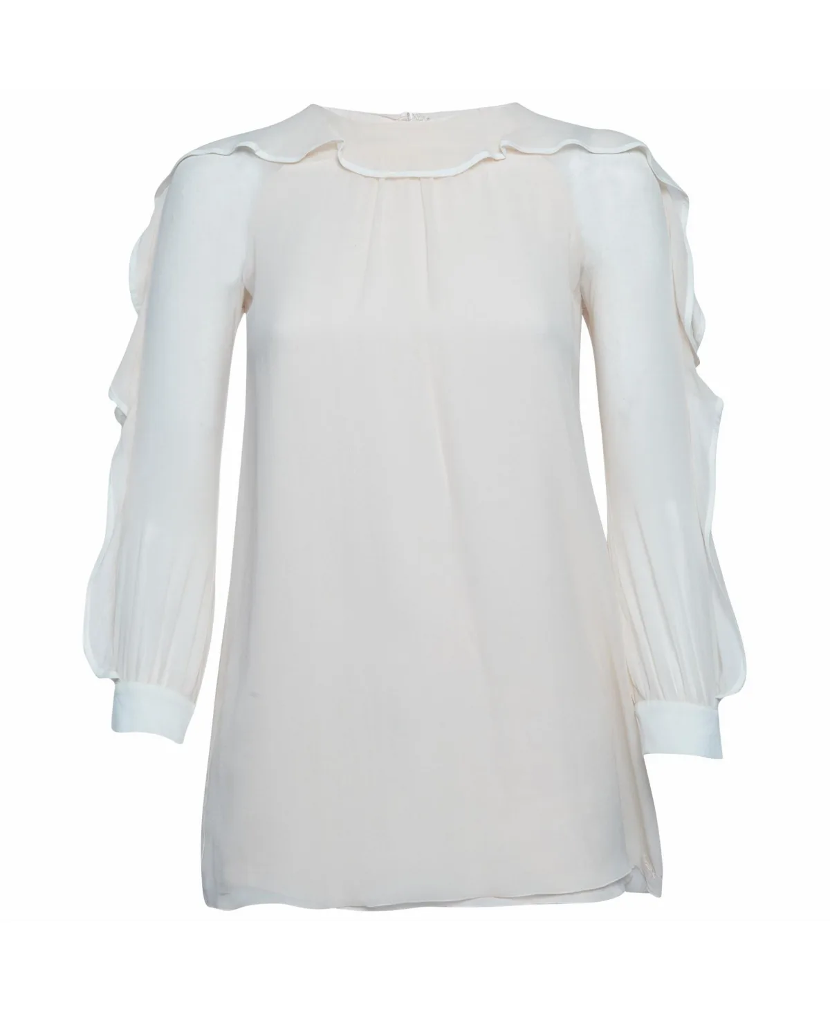 Pre-Owned Chloe Ruffle Trim Chiffon Blouse by Chloé