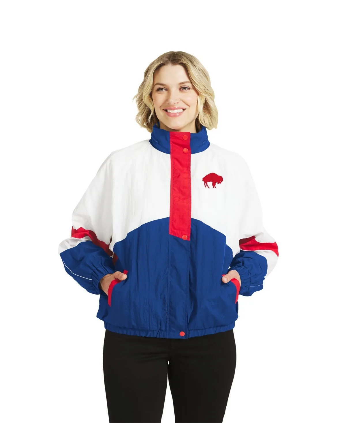 Wear by Erin Andrews Buffalo Bills Throwback Mock-Neck Windbreaker by Wear by Erin Andrews