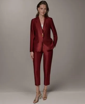 One Button Novelty Blazer Mid Rise Straight Leg Pants by Donna Karan New York