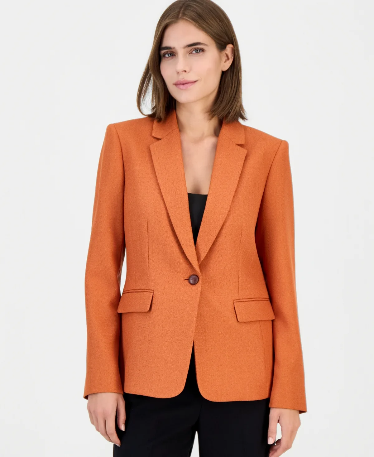 Shoulder-Padded Peak-Lapel Blazer