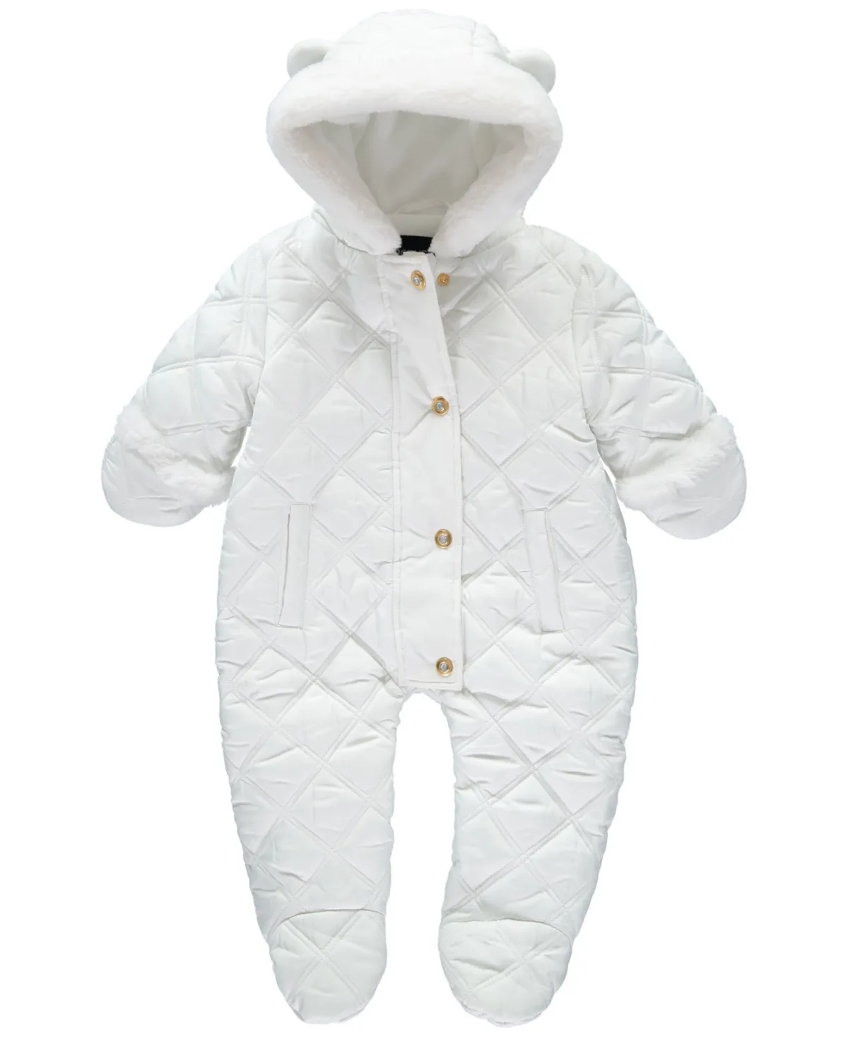 Diamond Quilt Hooded Faux-Fur-Trim OnePiece by S Rothschild & Co