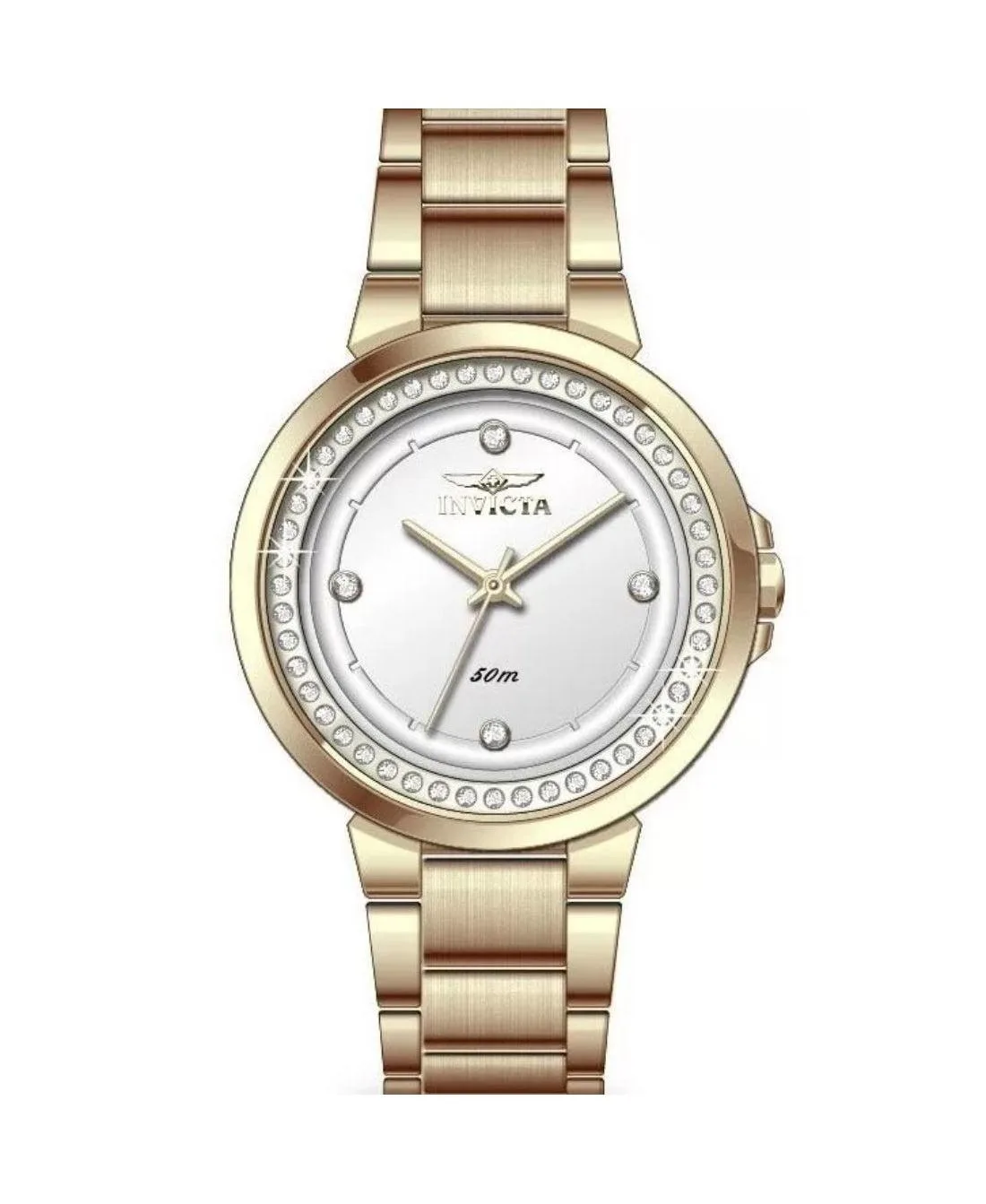 Quartz Water-Resistant Angel Gold-Tone Stainless Steel Watch, 33mm by Invicta