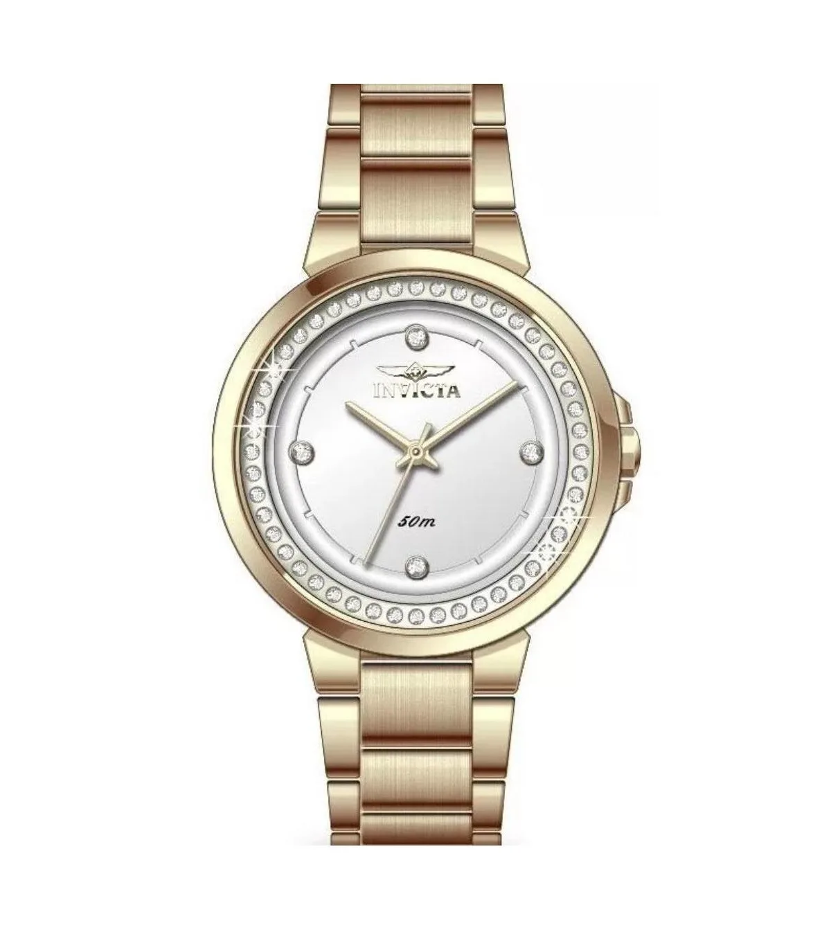 Quartz Water-Resistant Angel Gold-Tone Stainless Steel Watch, 33mm