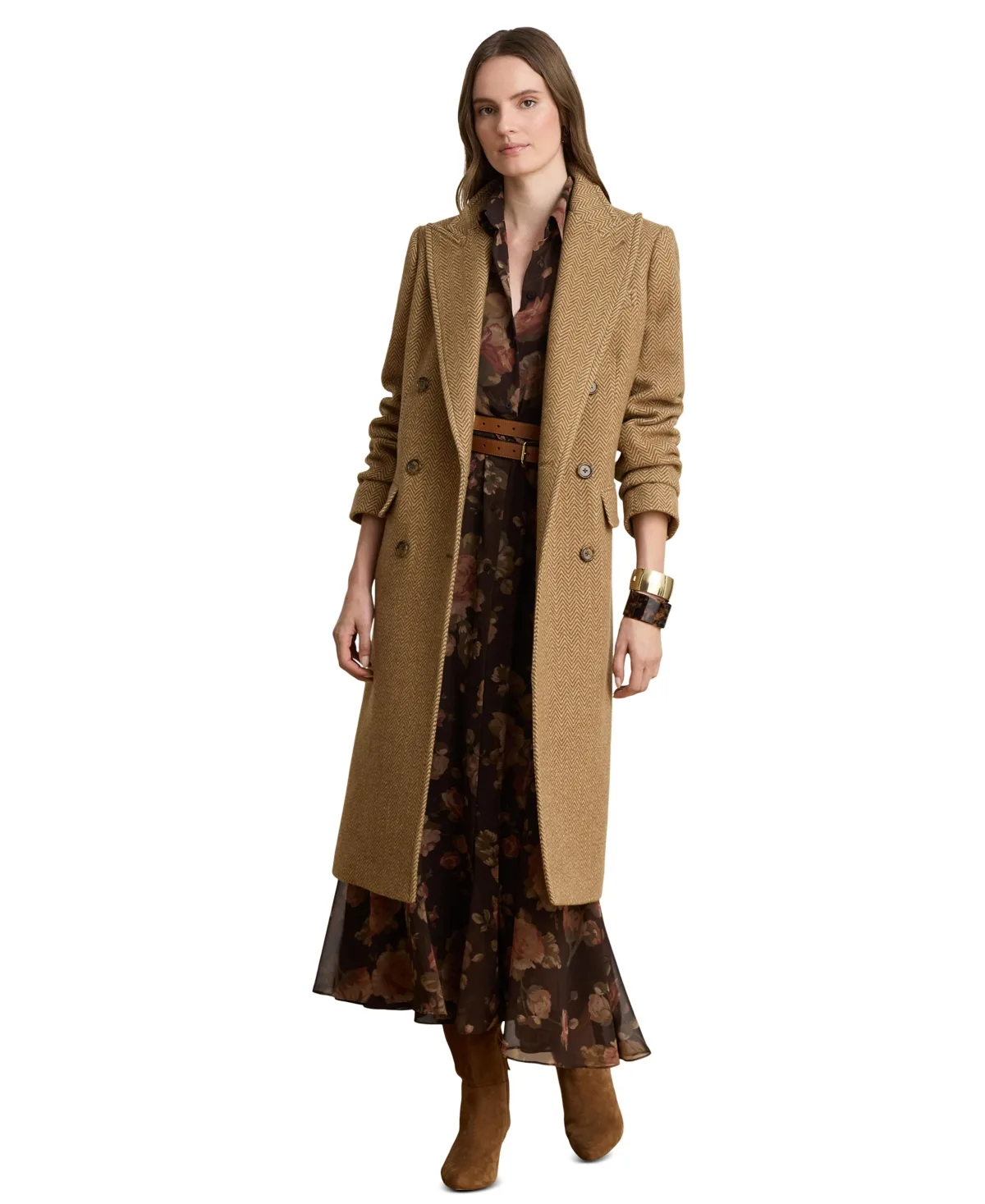 Lauren Ralph Lauren Wool-Blend Double-Breasted Herringbone Coat by Ralph Lauren