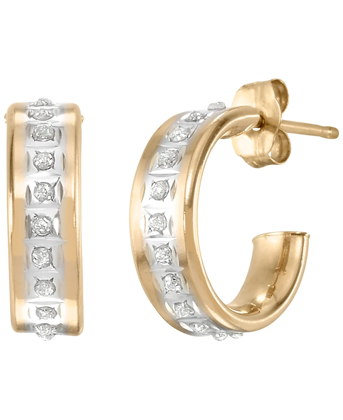 Diamond Fascination C Hoop Earrings (0.01 ct. t.w.) in 14k Yellow Gold by Macy's