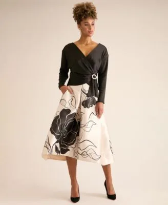Pleated a Line Skirt Long Sleeve Top by Muse
