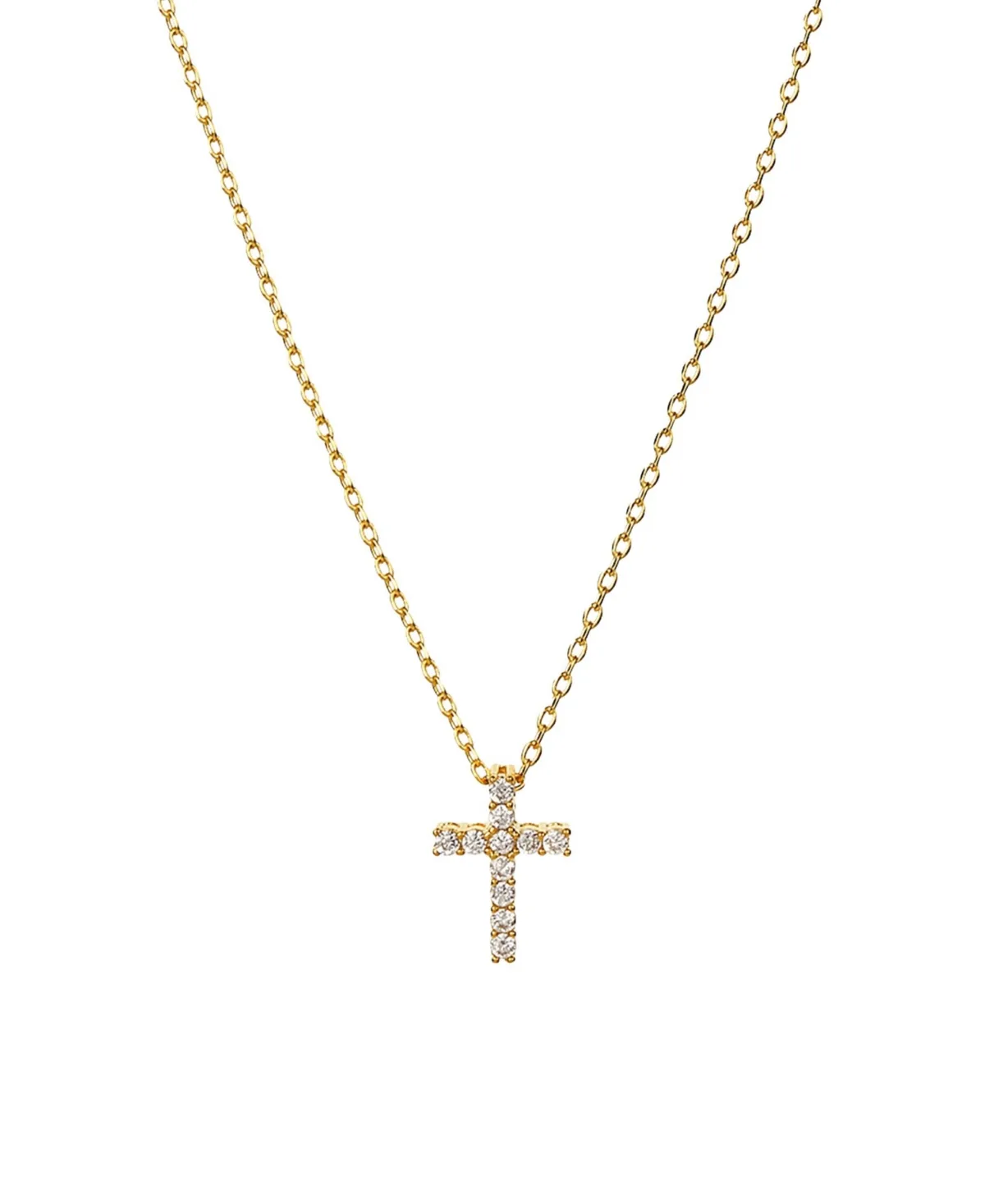 Josh and Chloe Aveline Crystal Cross Necklace 14k Gold Plated Minimal Style by Chloé