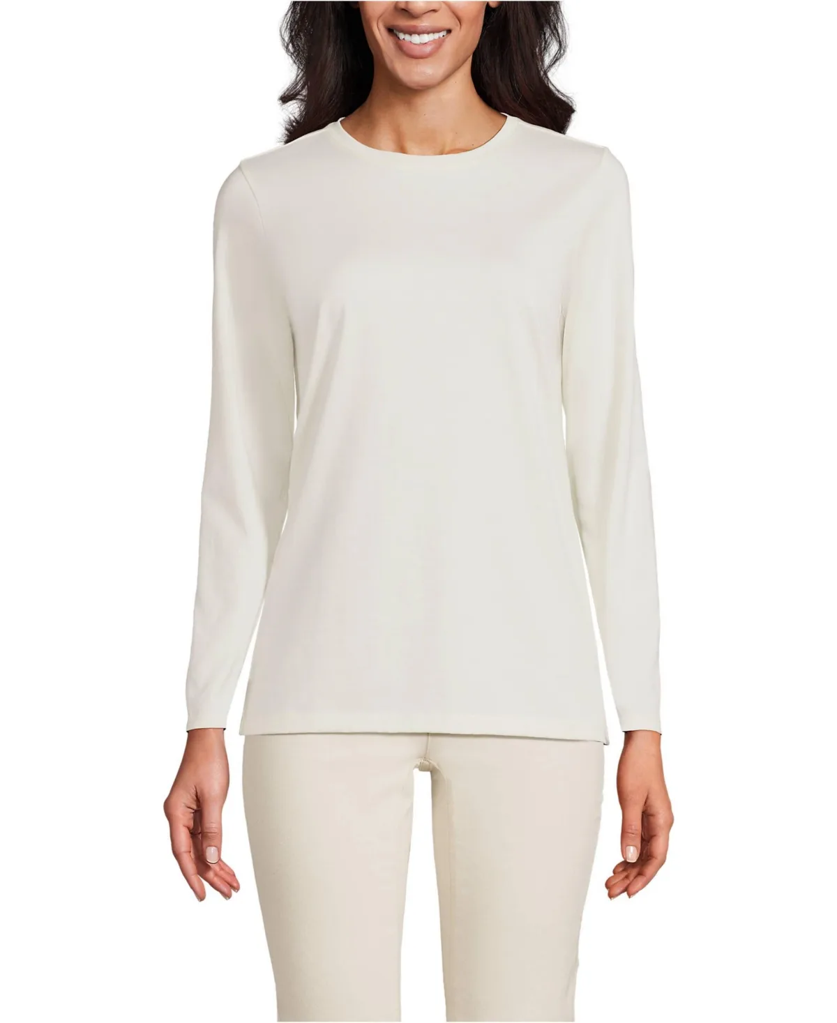 Supima Cotton Relaxed Long Sleeve Crew Neck T-Shirt by Lands' End