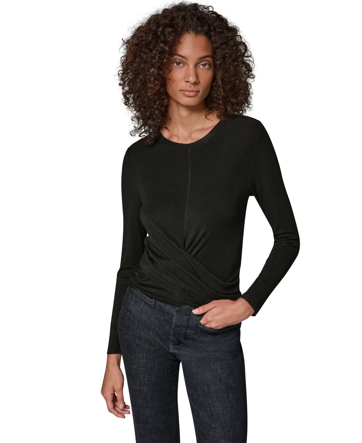 Long-Sleeve Drape Front Top by Donna Karan Weekend
