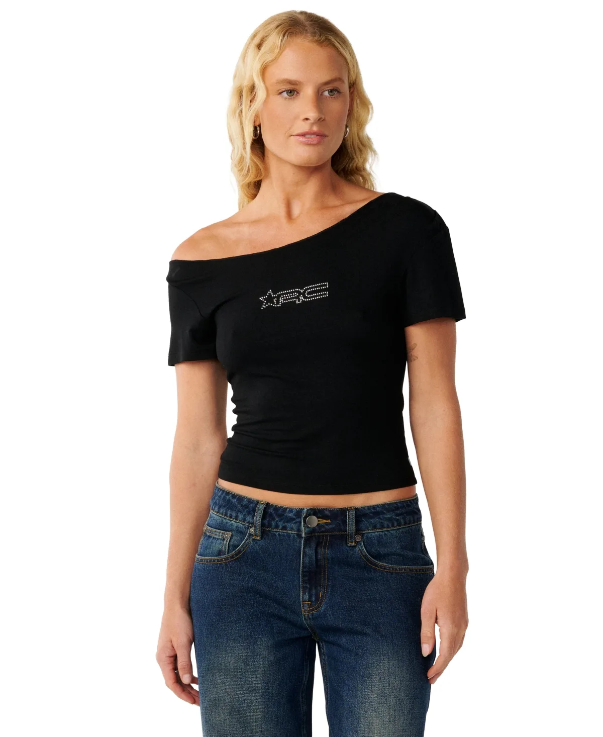 Off Shoulder RC Short-Sleeve Fitted Top by Rip Curl