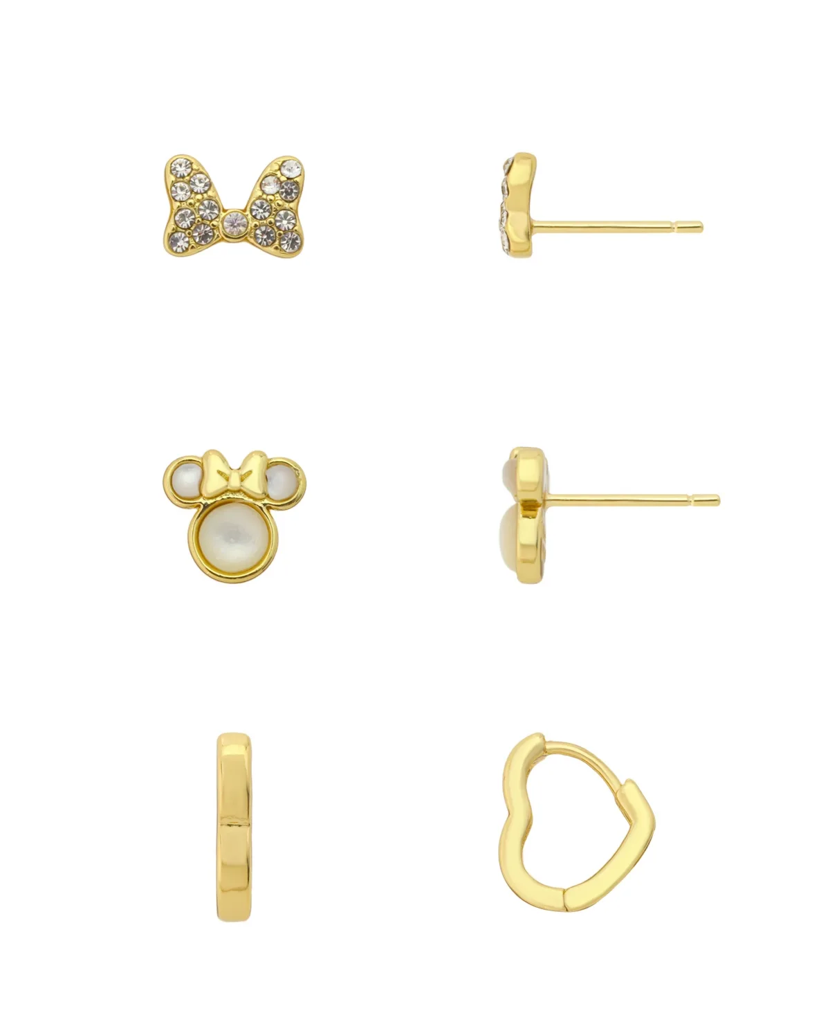 Minnie Imitation Pearl Heart Stud Earrings, 3-Piece Set by Disney